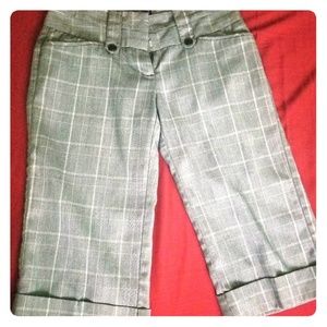 Grey and white capris pants